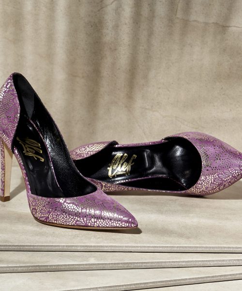 Clef KALON Platinum Rose Handmade d’Orsay High Heel Pumps- Genuine Leather