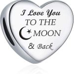 love charm fit for charms bracelet "i love you to the moon and back" love heart charms christmas birthday gift
